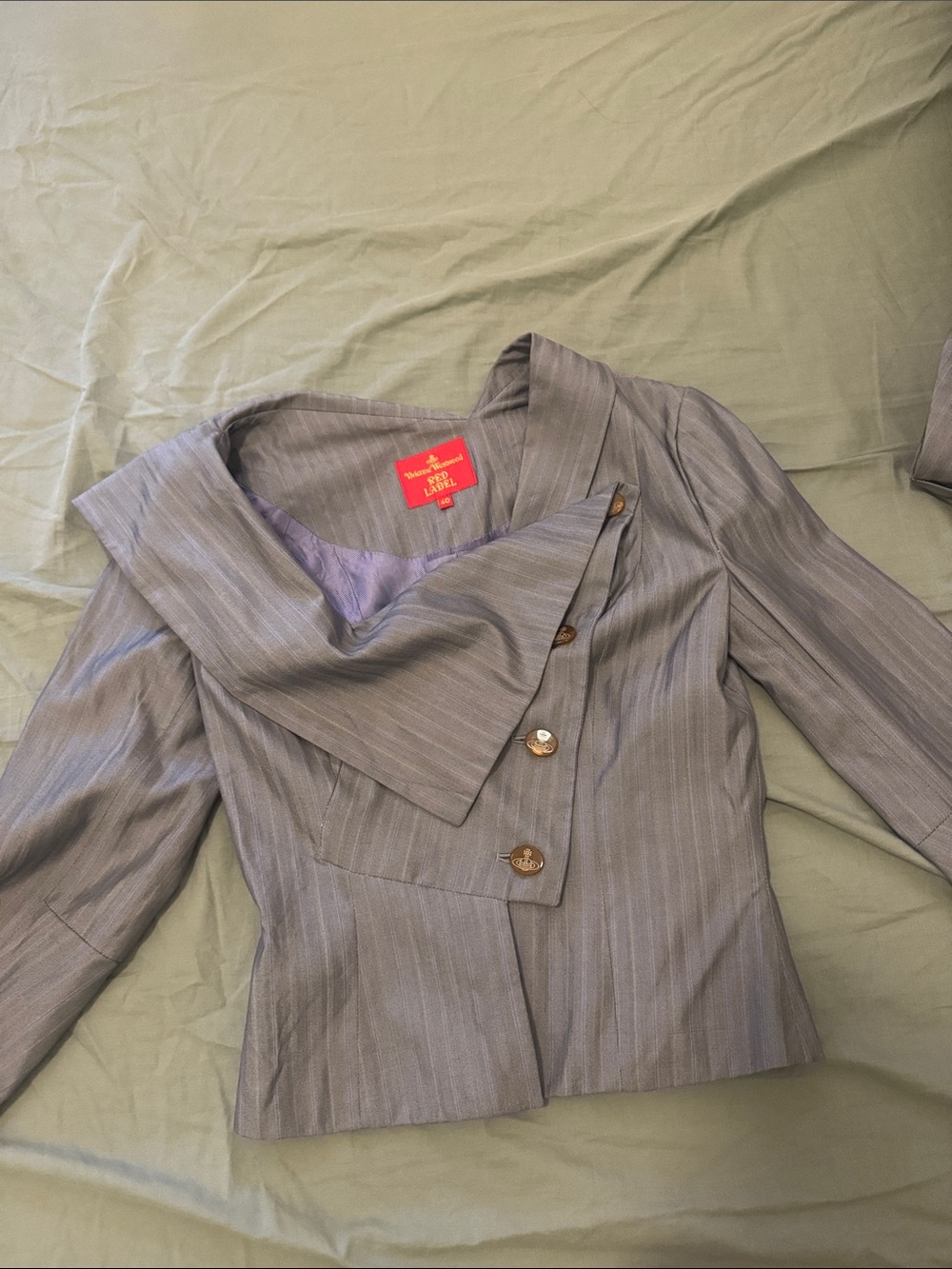 Vivienne Westwood red label Gray Pinstripe Asymmetrical suit set - Picture 4 of 5